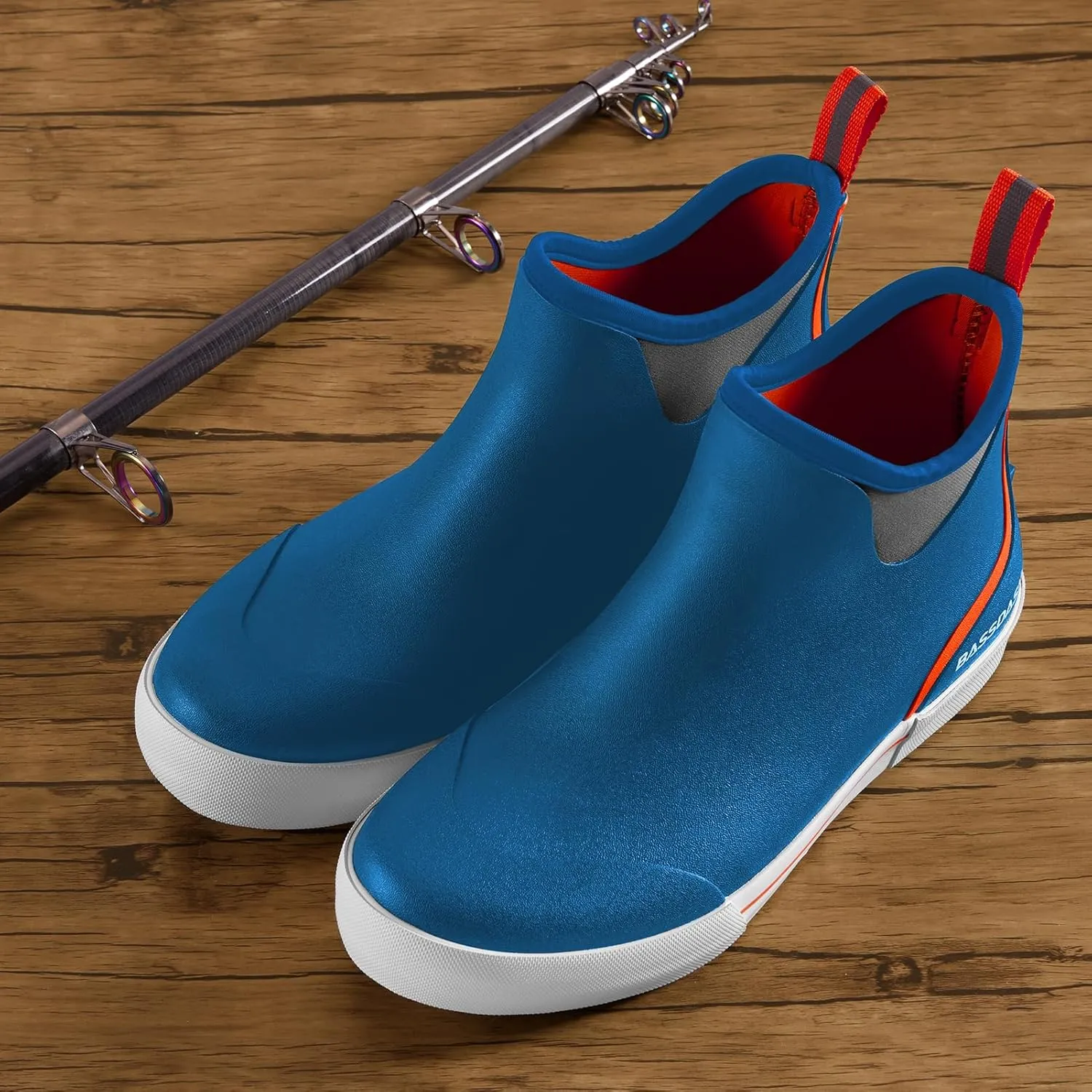 BASSDASH Men??s 4.5" Waterproof Fishing Deck Boots Anti-Slip Rubber Ankle Boots Rain Shoes for Boating Gardening Working