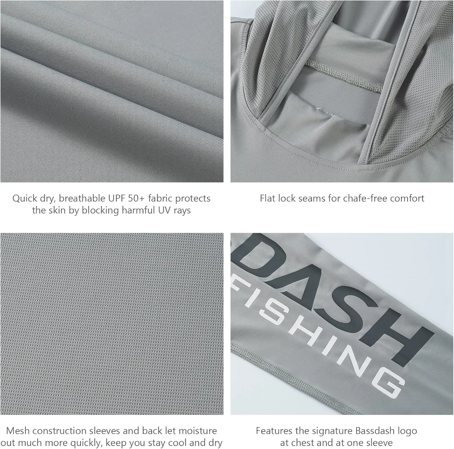 BASSDASH UPF 50  Men??s UV Sun Protection Long Sleeve Performance Fishing Hoodie Hooded Shirts