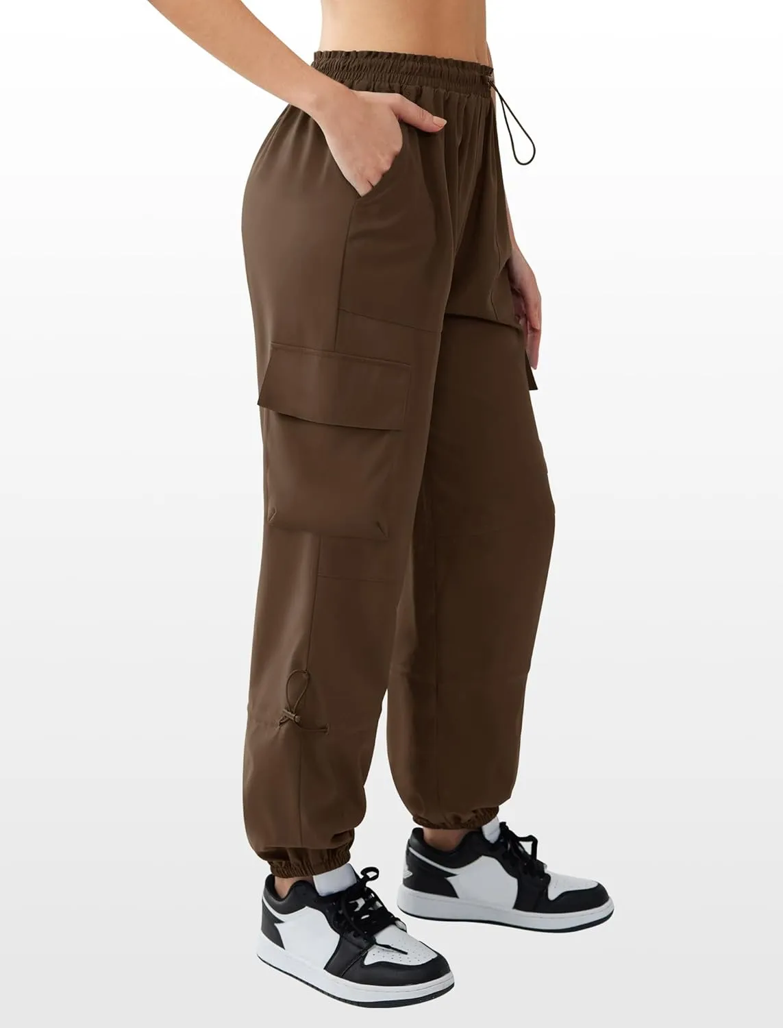 Cargo Pants Women High Waisted Parachute Pants with Pockets Quick Dry Lightweight Baggy Pants