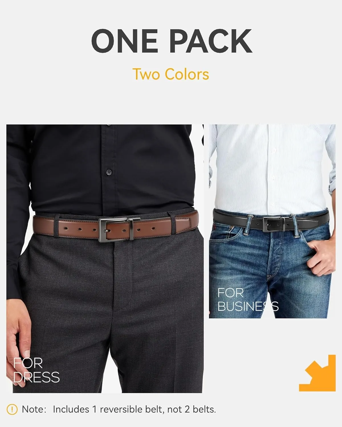 CHAOREN Mens Belts Leather 1 Pack - 1.25" Reversible Belts for Men for Dress Pants - One Belt, Two Colors