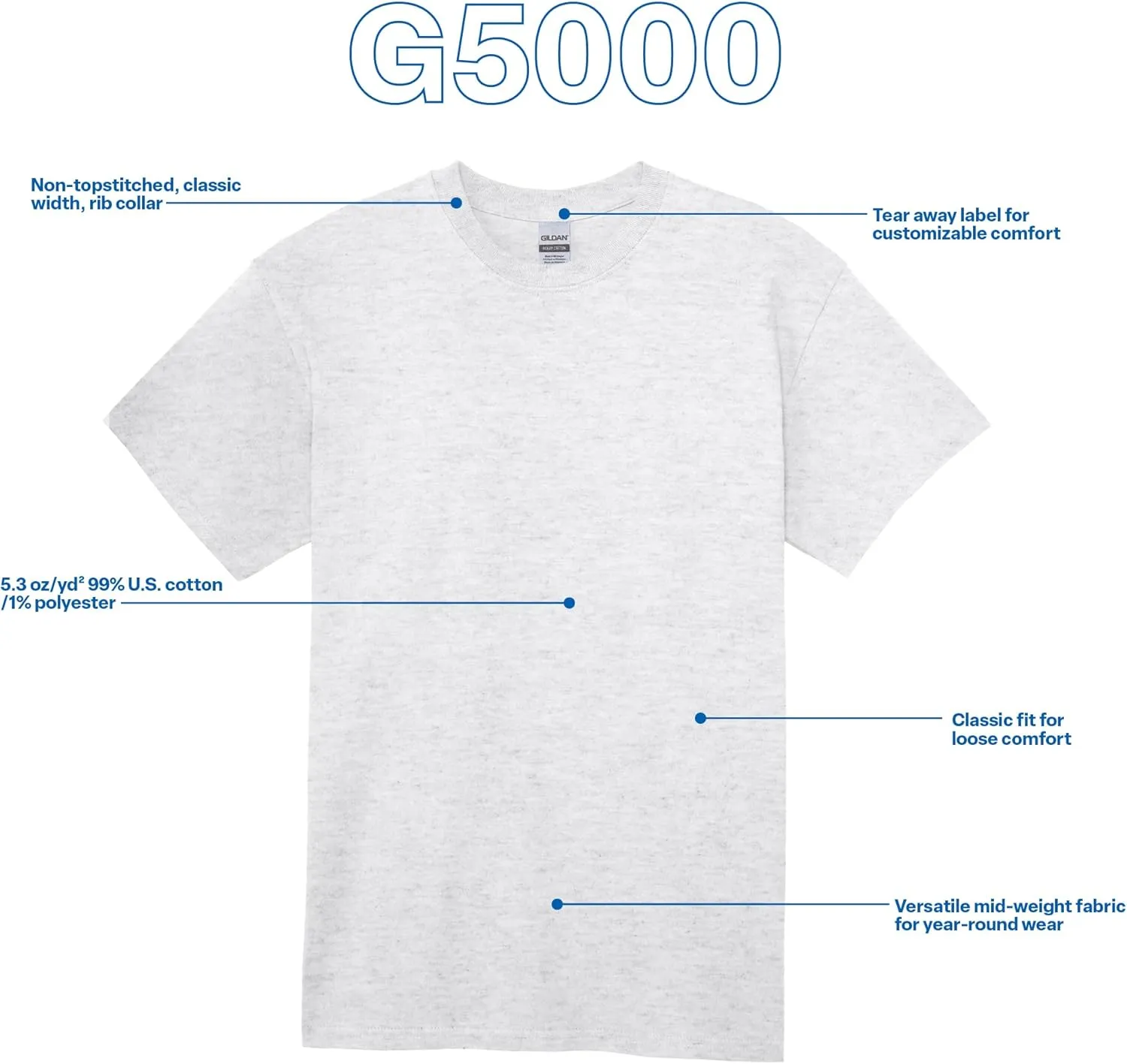 Gildan Adult Heavy Cotton T-Shirt, Style G5000, Multipack