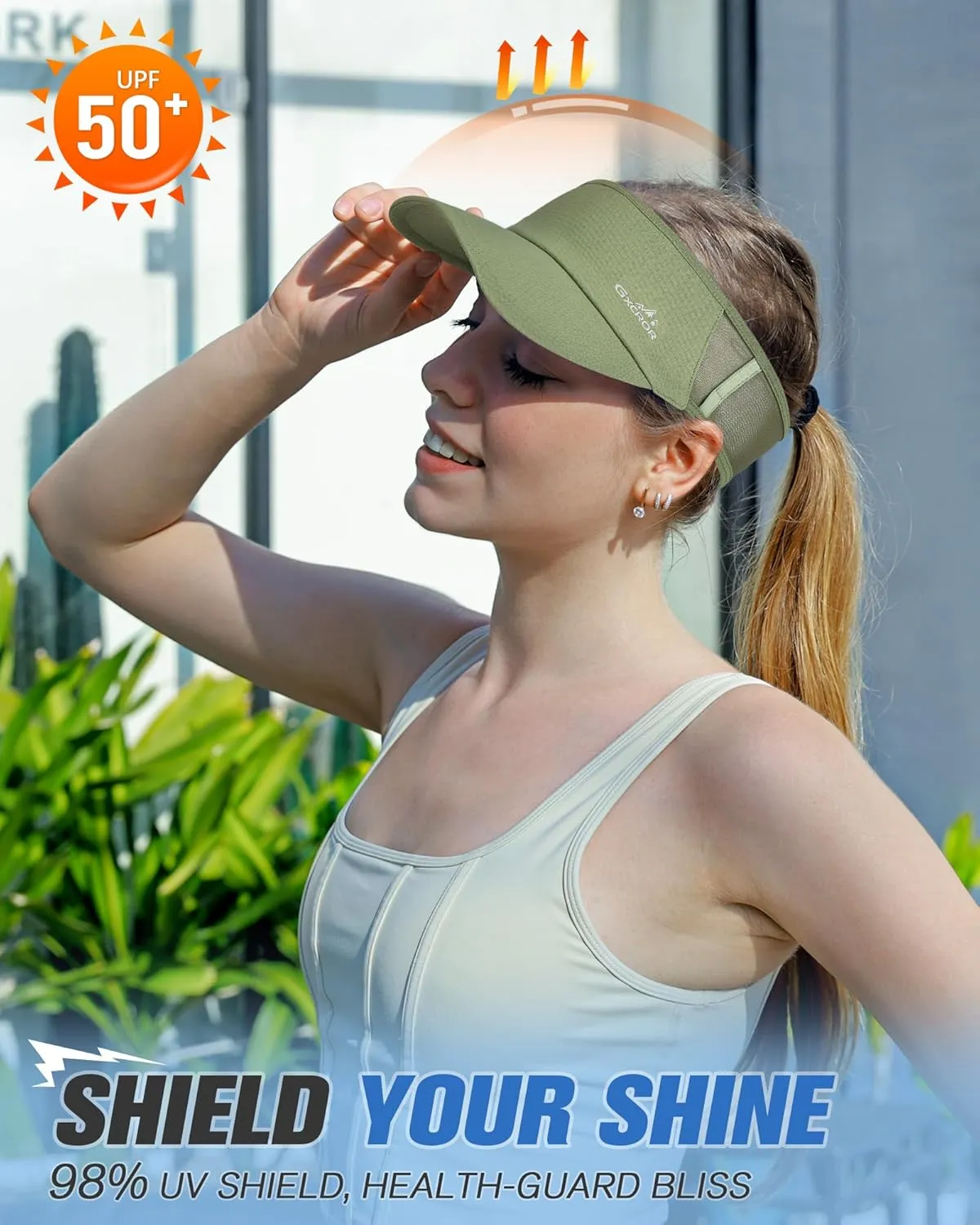 GXCROR Sports Sun Visor Hat Men Women, Lightweight Breathable Quick Dry Sports Sun Hat for Running Golf Tennis