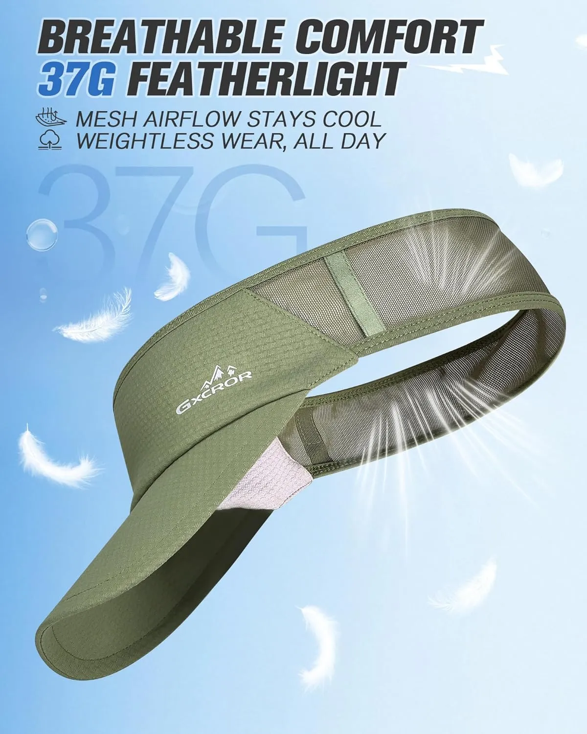 GXCROR Sports Sun Visor Hat Men Women, Lightweight Breathable Quick Dry Sports Sun Hat for Running Golf Tennis