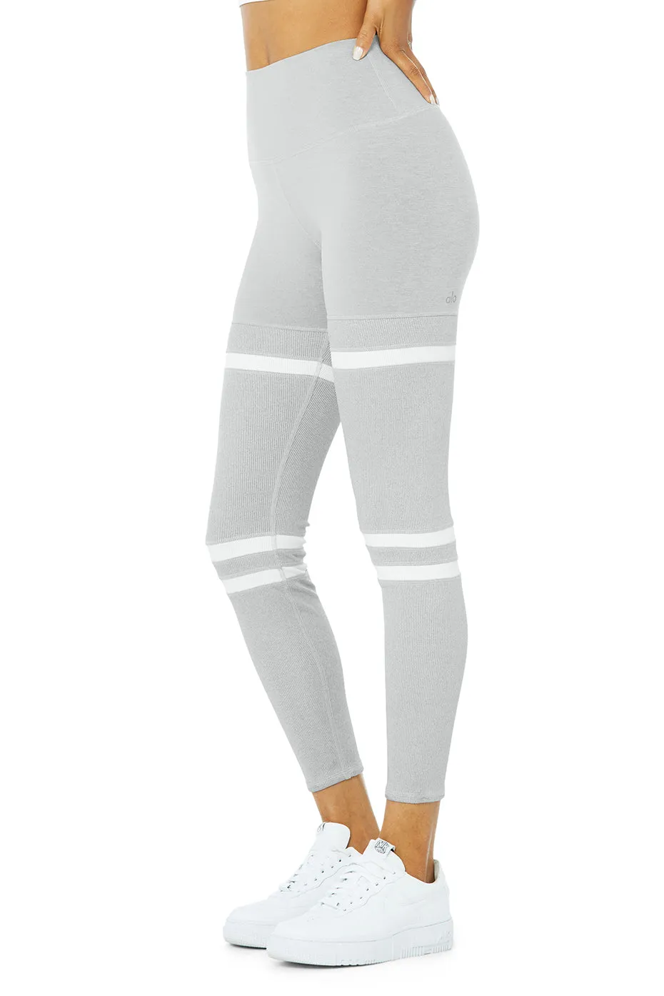 High-Waist Legit Legging - Athletic Heather Grey/White