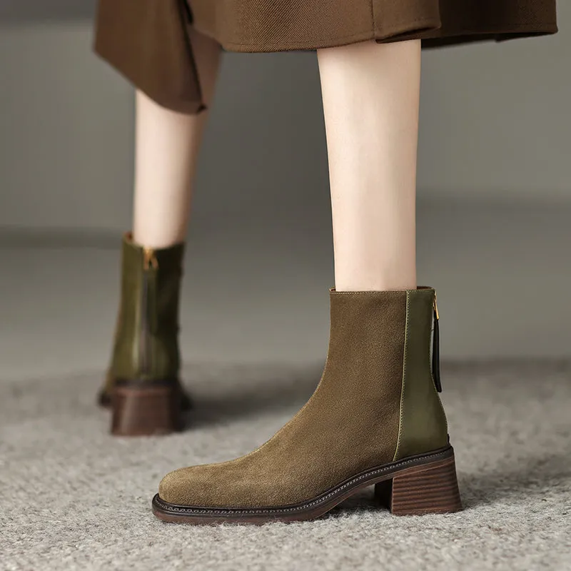 Ira Olive Green Ankle Boots