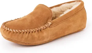 Minnetonka Men's Sheepskin Soft Leather Sole Moccasin Slipper