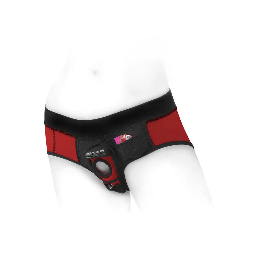 SpareParts Tomboi Nylon Briefs Harness Red/Black Size XS