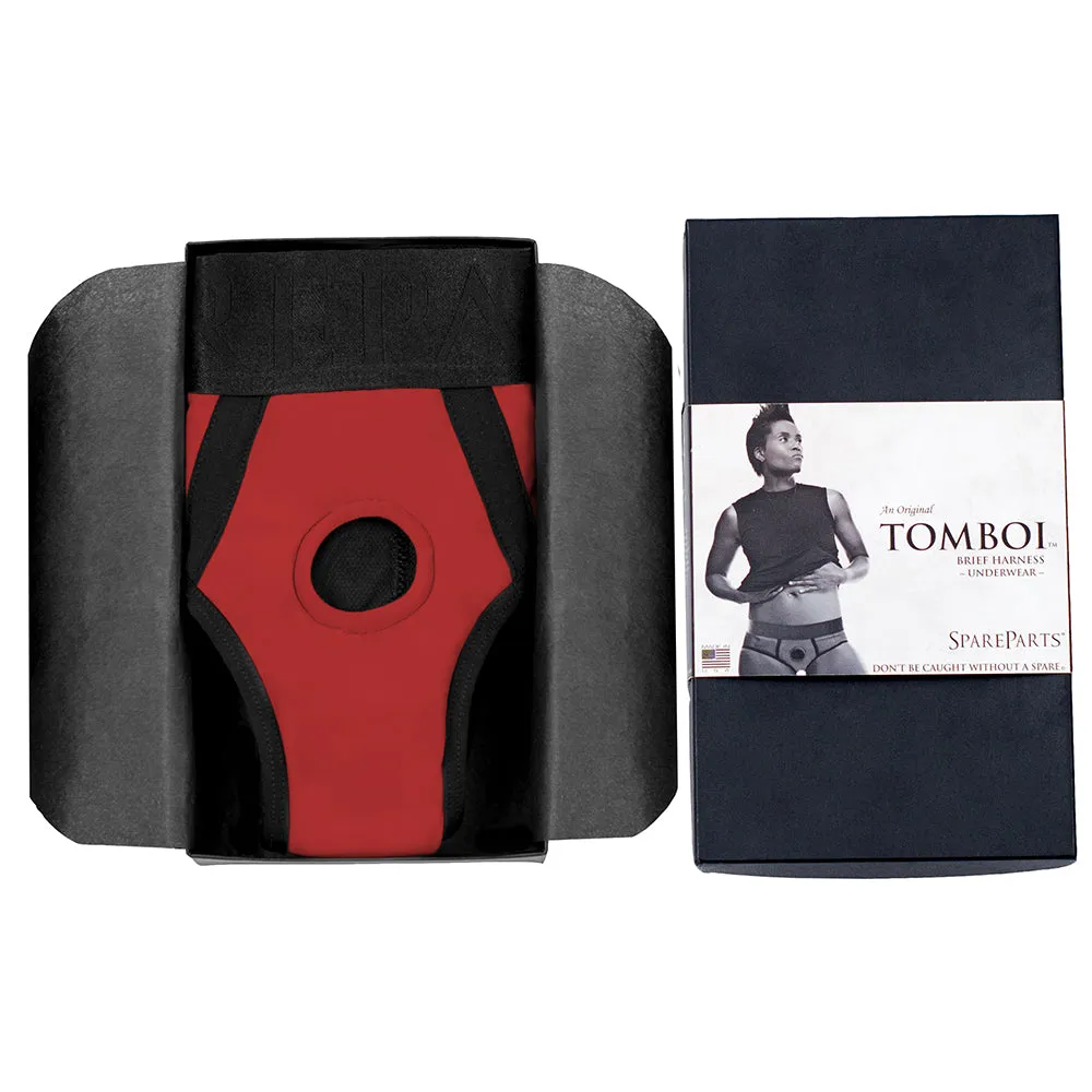 SpareParts Tomboi Nylon Briefs Harness Red/Black Size XS