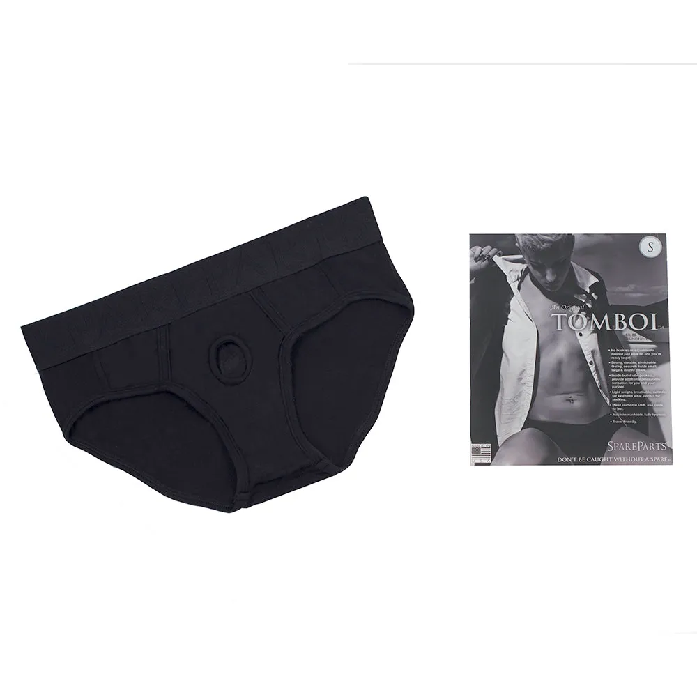 SpareParts Tomboi Rayon Briefs Harness Black Size S