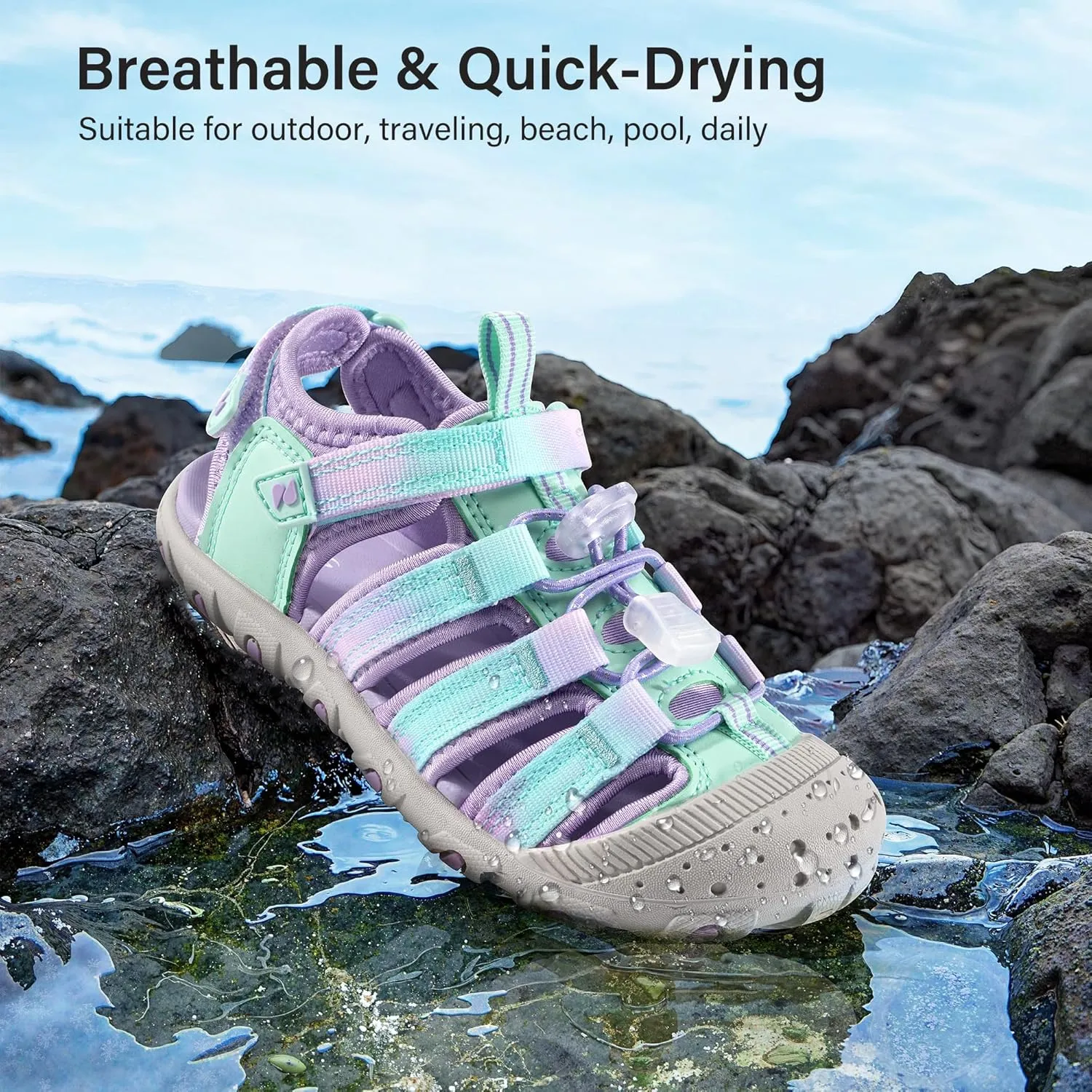 Stelle Boys Girls Sport Water Sandals Kids Summer Outdoor Beach Hiking Closed-Toe Athletic Shoes for Toddler/Little/Big Kids