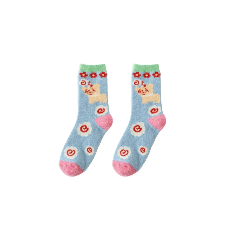 Sweetnana Women's Cozy Crew Socks - Little Monster Series Women's Winter Thermal Socks Slipper Socks Warm Thickened Super Soft Socks.