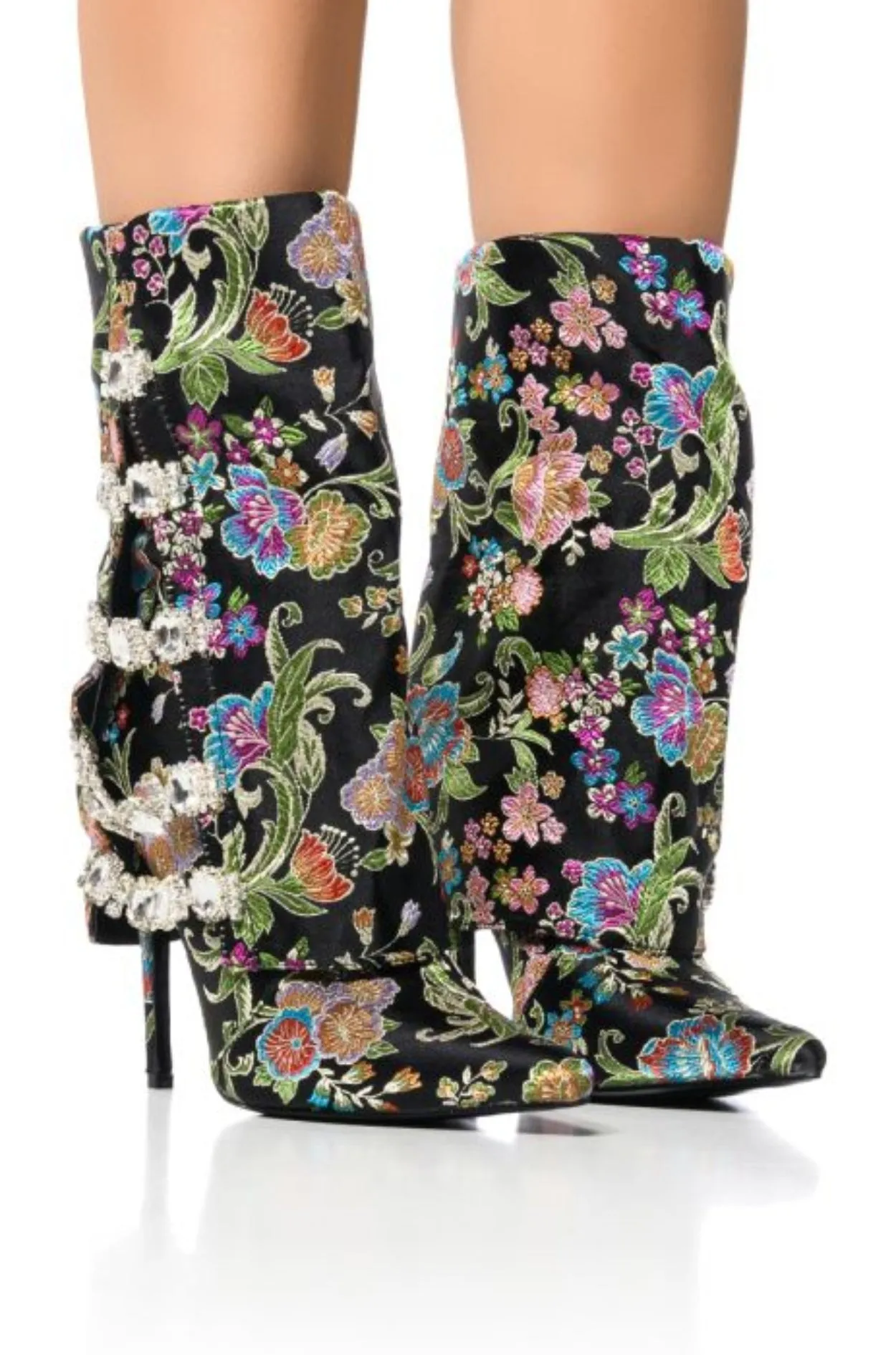 TILLEY-BLACK CRYSTAL STILETTO BOOTIE