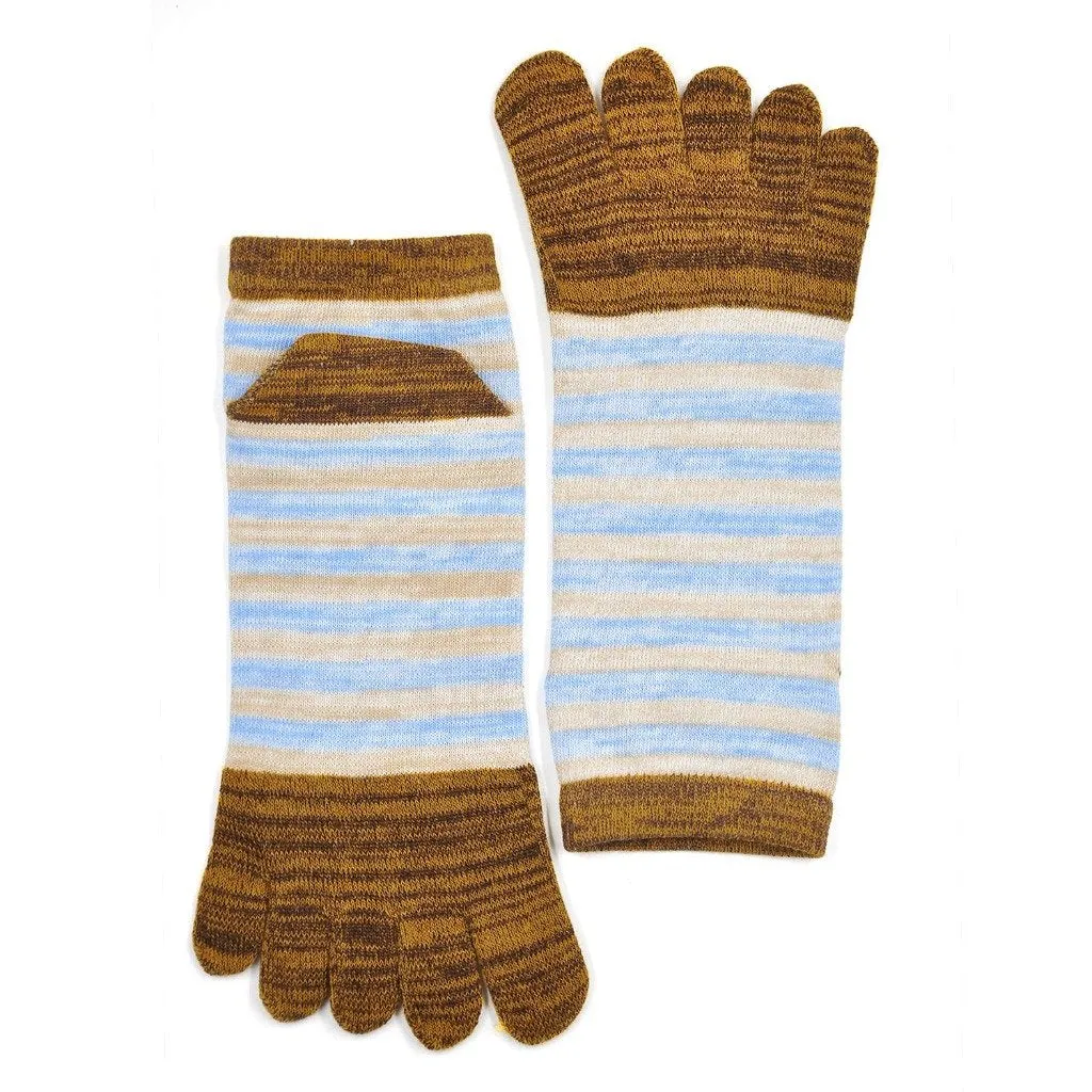 ZFSOCK 5 Finger Classic Stripes Design Toe Socks  for Women, 4 Pairs