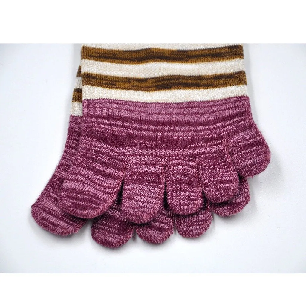 ZFSOCK 5 Finger Classic Stripes Design Toe Socks  for Women, 4 Pairs