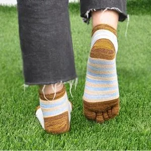 ZFSOCK 5 Finger Classic Stripes Design Toe Socks  for Women, 4 Pairs
