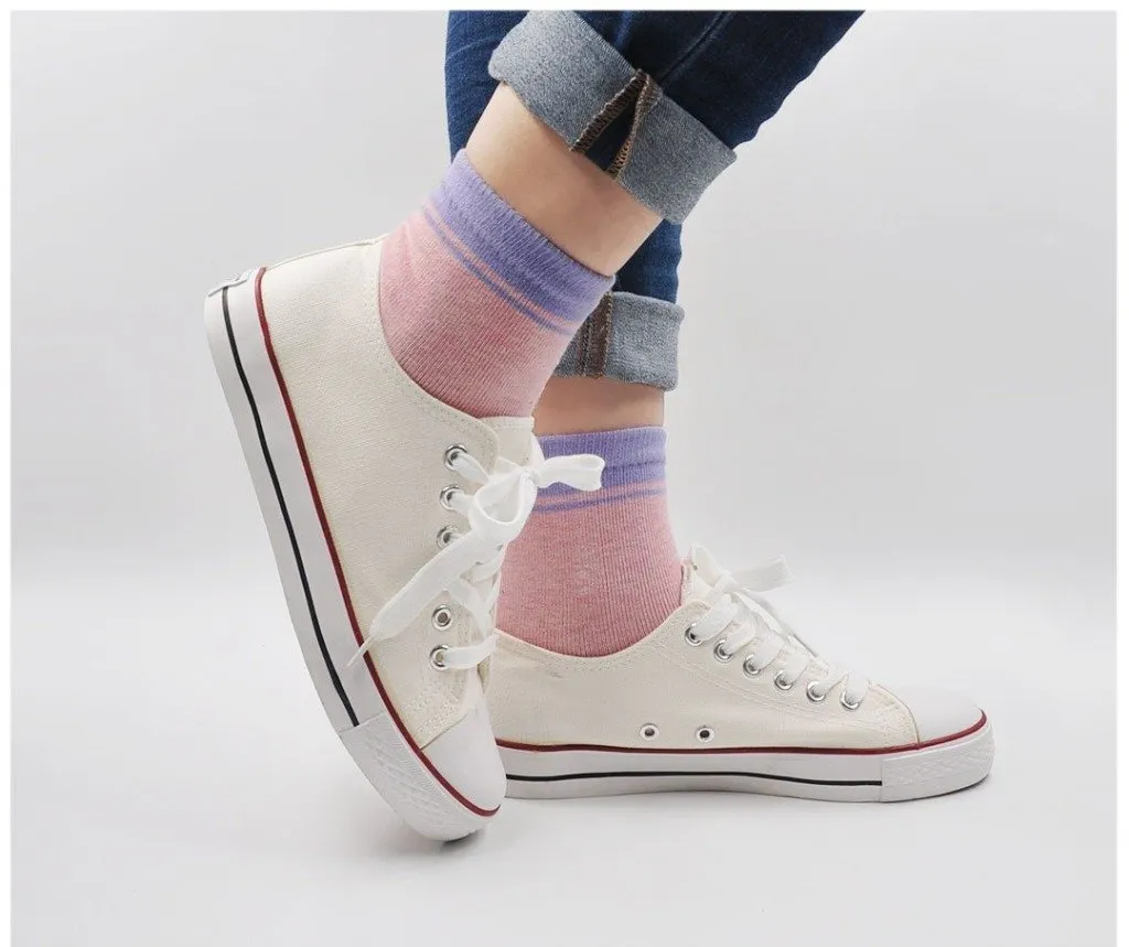 ZFSOCK Cute 5 Finger Colorful Plain Socks for Women, 5 Pairs