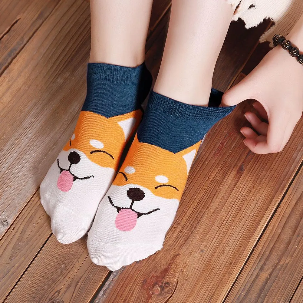 ZFSOCK Cute Cats Design Ankle Socks for Women, 5 Pairs